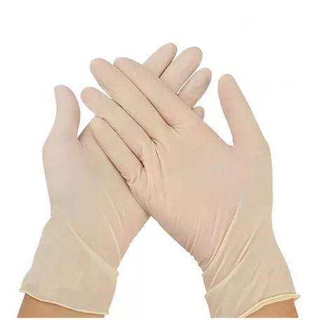Védőkesztyű, egyszer használatos, latex, 5,7g, XL méret, 100 db, púder nélküli, bézs