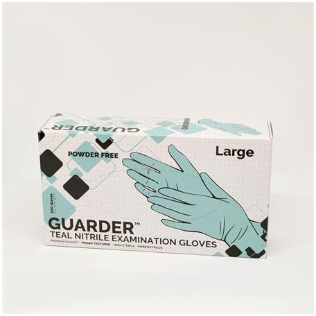 Védőkesztyű, egyszer használatos, nitril, 3,4g, M méret, 100 db, púder nélküli, kékeszöld