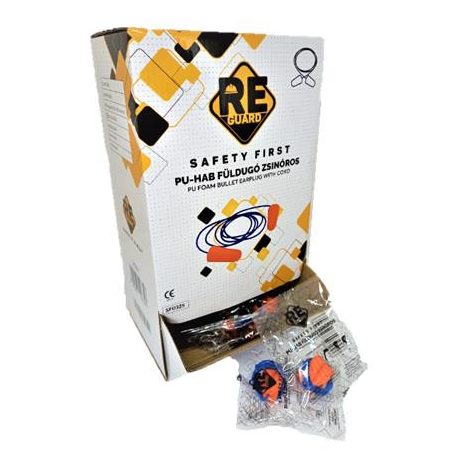 Füldugó, zsinóros, PU hab, 100 pár, narancssárga