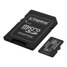 KINGSTON Memóriakártya, microSDXC, 128GB, C10/UHS-I/U1-U3/V10-V30/A1, Gen3, adapter, KINGSTON "Canvas Select Plus"