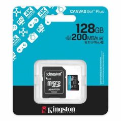   KINGSTON Memóriakártya, microSDXC, 128GB, C10/UHS-I/U3/V30/A2, Gen4, adapter, KINGSTON "Canvas Go! Plus"