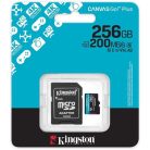 KINGSTON Memóriakártya, microSDXC, 256GB, C10/UHS-I/U3/V30/A2, Gen4, adapter, KINGSTON "Canvas Go! Plus"