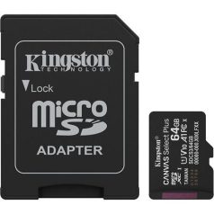   KINGSTON Memóriakártya, microSDXC, 64GB, C10/UHS-I/U1/V10/A1, Gen3, adapter, KINGSTON "Canvas Select Plus"