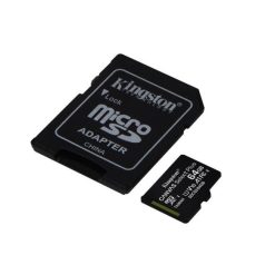   KINGSTON Memóriakártya, microSDXC,64GB, CL10/UHS-I/U1/V10/A1, adapter, KINGSTON "Canvas Select Plus"
