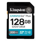 KINGSTON Memóriakártya, SDXC, 128GB, C10/UHS-I/U3/V30, Gen4,KINGSTON "Canvas Go! Plus"