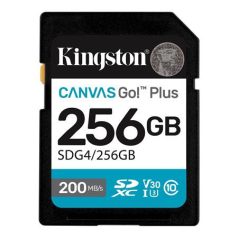   KINGSTON Memóriakártya, SDXC, 256GB, C10/UHS-I/U3/V30, Gen4,KINGSTON "Canvas Go! Plus"