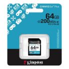 KINGSTON Memóriakártya, SDXC, 64GB, C10/UHS-I/U3/V30, Gen4,KINGSTON "Canvas Go! Plus"