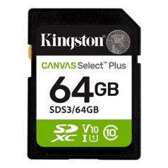   KINGSTON Memóriakártya, SDXC, 64GB, C10/UHS-I/U1/V10, Gen3, KINGSTON "Canvas Select Plus"