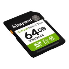   KINGSTON Memóriakártya, SDXC, 64GB, C10/UHS-I/U1/V10, Gen3, KINGSTON "Canvas Select Plus"