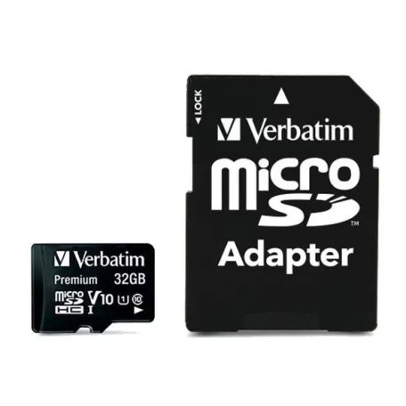 VERBATIM Memóriakártya, microSDHC, 32GB, CL10/U1, 90/10 MB/s, adapter, VERBATIM "Premium"