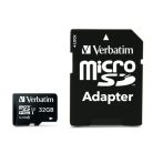 VERBATIM Memóriakártya, microSDHC, 32GB, CL10/U3, 90/45 MB/s, adapter, VERBATIM "PRO"