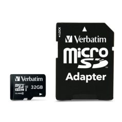   VERBATIM Memóriakártya, microSDHC, 32GB, CL10/U3, 90/45 MB/s, adapter, VERBATIM "PRO"