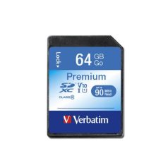   VERBATIM Memóriakártya, SDXC, 64GB, CL10/U1, 90/10 MB/s, VERBATIM "Premium"