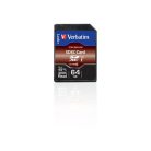 VERBATIM Memóriakártya, SDXC, 64GB, CL10/U1, 90/10 MB/s, VERBATIM "Premium"