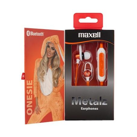 MAXELL Fülhallgató, vezeték nélküli, Bluetooth 5.1, mikrofonnal, MAXELL "Metalz Onesie", narancs