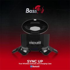   MAXELL Fülhallgató, vezeték nélküli, Bluetooth 5.0, mikrofonnal, MAXELL "Bass 13", fekete