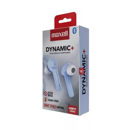 MAXELL Fülhallgató, vezeték nélküli, Bluetooth 5.3, mikrofonnal, MAXELL "Dynamic+", világoskék