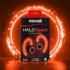   MAXELL Fülhallgató, vezeték nélküli, Bluetooth, mikrofonnal, LED-es fülhallgató, MAXELL "Halo Sport", fekete