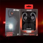 MAXELL Fülhallgató, vezeték nélküli, Bluetooth, mikrofonnal, LED-es fülhallgató, MAXELL "Halo Sport", fekete