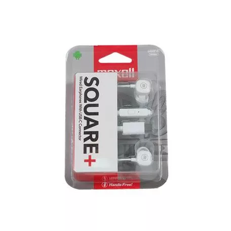 MAXELL Fülhallgató, mikrofonnal, USB-C, MAXELL "Square+", fehér