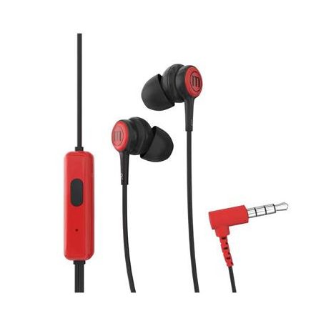 MAXELL Fülhallgató, mikrofonnal, MAXELL "Tips", piros-fekete