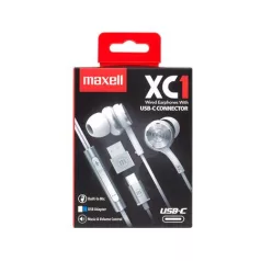   MAXELL Fülhallgató, mikrofonnal, USB-C, MAXELL "XC1", fehér