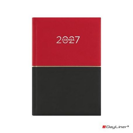 DAYLINER Naptár, tervező, A5, napi, DAYLINER "Contrast", piros-fekete