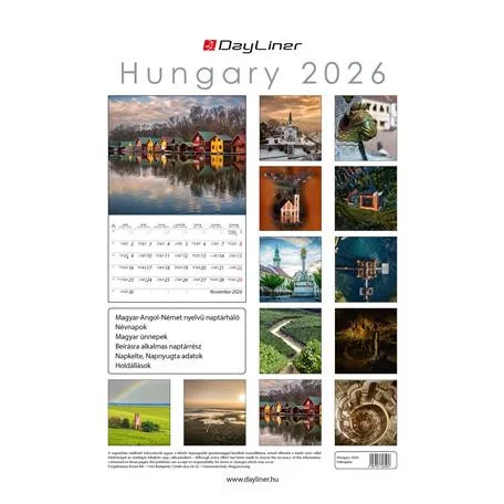 DAYLINER Naptár, fali, DAYLINER, "Hungary"