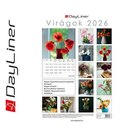 DAYLINER Naptár, fali, DAYLINER, "Virágok"