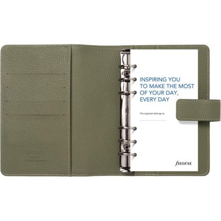 FILOFAX Kalendárium, gyűrűs, betétlapokkal, personal méret, FILOFAX "Camden", oliva