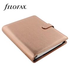   FILOFAX Kalendárium, gyűrűs, betétlapokkal, A5 méret, FILOFAX, "Saffiano Metallic", rózsaarany