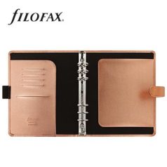   FILOFAX Kalendárium, gyűrűs, betétlapokkal, A5 méret, FILOFAX, "Saffiano Metallic", rózsaarany