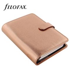   FILOFAX Kalendárium, gyűrűs, betétlapokkal, personal méret, FILOFAX, "Saffiano Metallic", rózsaarany