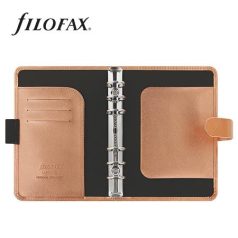   FILOFAX Kalendárium, gyűrűs, betétlapokkal, personal méret, FILOFAX, "Saffiano Metallic", rózsaarany