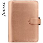 FILOFAX Kalendárium, gyűrűs, betétlapokkal, personal méret, FILOFAX, "Saffiano Metallic", rózsaarany