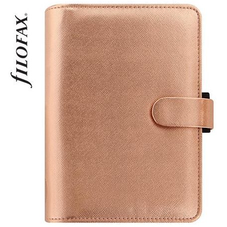 FILOFAX Kalendárium, gyűrűs, betétlapokkal, personal méret, FILOFAX, "Saffiano Metallic", rózsaarany