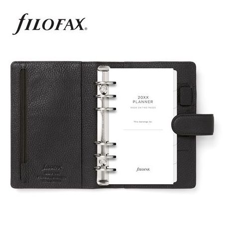 FILOFAX Kalendárium, gyűrűs, betétlapokkal, personal méret, FILOFAX "Norfolk", fekete