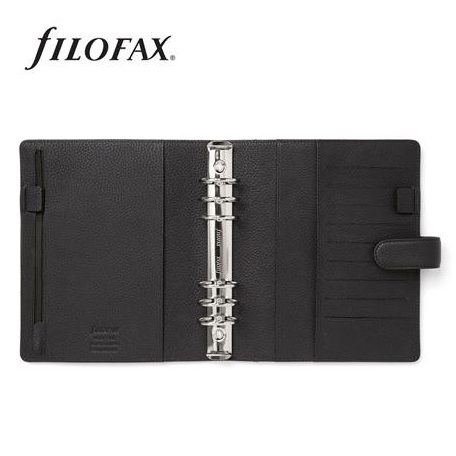 FILOFAX Kalendárium, gyűrűs, betétlapokkal, personal méret, FILOFAX "Norfolk", fekete