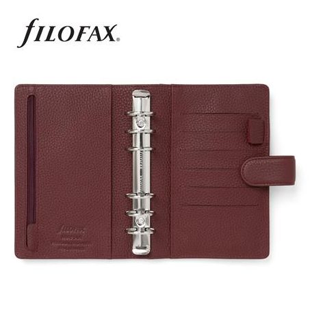 FILOFAX Kalendárium, gyűrűs, betétlapokkal, personal méret, FILOFAX "Norfolk", bordó
