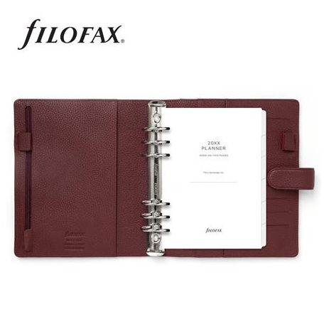 FILOFAX Kalendárium, gyűrűs, betétlapokkal, personal méret, FILOFAX "Norfolk", bordó