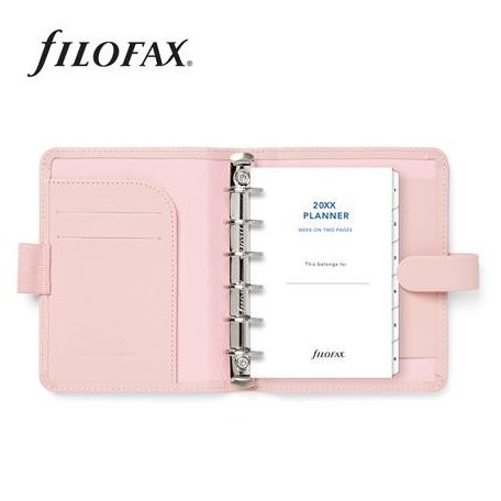 FILOFAX Kalendárium, gyűrűs, betétlapokkal, pocket méret, FILOFAX "Saffiano", halvány rózsaszín