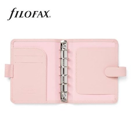 FILOFAX Kalendárium, gyűrűs, betétlapokkal, pocket méret, FILOFAX "Saffiano", halvány rózsaszín