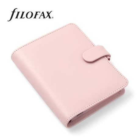 FILOFAX Kalendárium, gyűrűs, betétlapokkal, pocket méret, FILOFAX "Saffiano", halvány rózsaszín