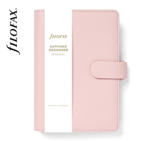 FILOFAX Kalendárium, gyűrűs, betétlapokkal, personal méret, FILOFAX "Saffiano", halvány rózsaszín