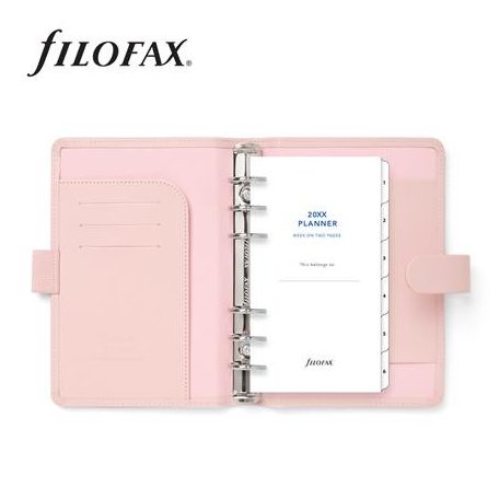 FILOFAX Kalendárium, gyűrűs, betétlapokkal, personal méret, FILOFAX "Saffiano", halvány rózsaszín