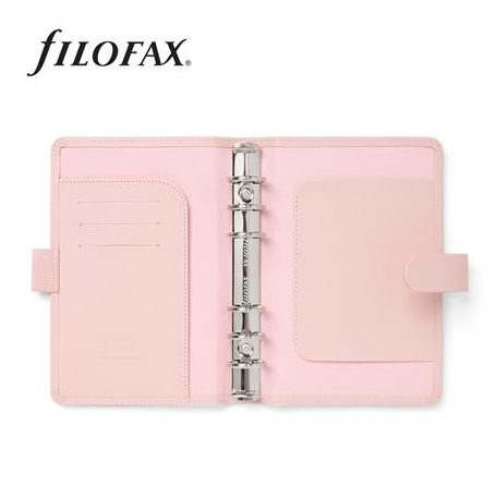 FILOFAX Kalendárium, gyűrűs, betétlapokkal, personal méret, FILOFAX "Saffiano", halvány rózsaszín