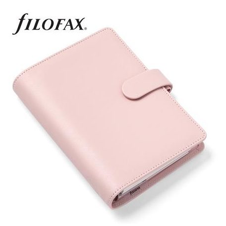 FILOFAX Kalendárium, gyűrűs, betétlapokkal, personal méret, FILOFAX "Saffiano", halvány rózsaszín