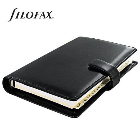 FILOFAX Kalendárium, gyűrűs, betétlapokkal, personal méret, FILOFAX "Metropol", fekete