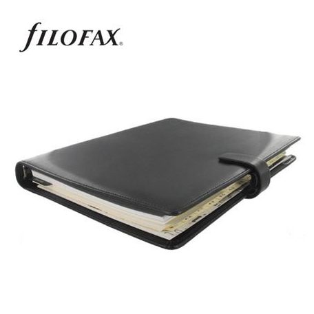 FILOFAX Kalendárium, gyűrűs, betétlapokkal, A4, FILOFAX "Metropol", fekete