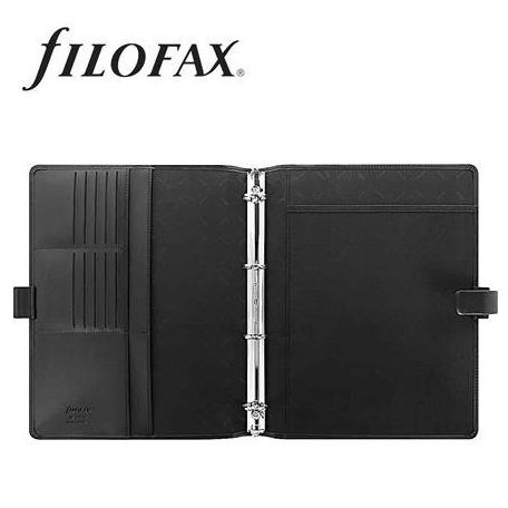 FILOFAX Kalendárium, gyűrűs, betétlapokkal, A5, FILOFAX "Metropol", fekete